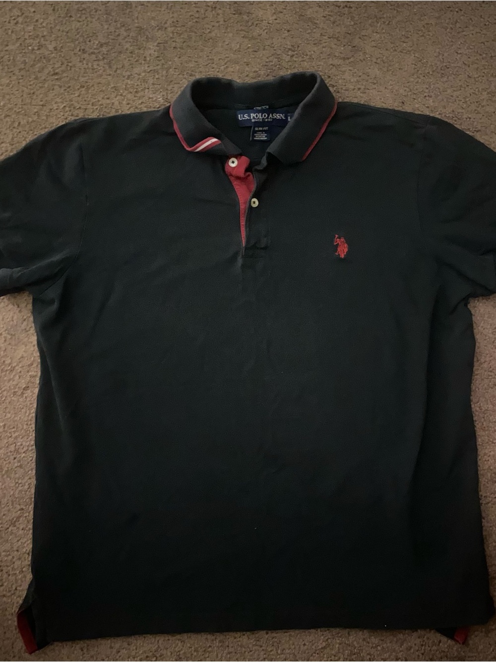 U.S. Polo Assn. Black Polo with Red Accents